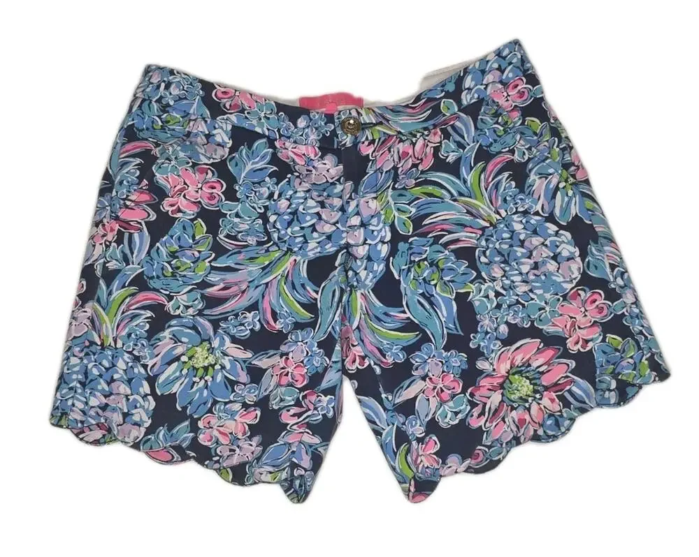 Lilly Pulitzer Buttercup Shorts Women’s 2 Pink Blue Floral Print